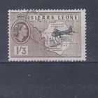 [2452] Британские колонии. Сьерра Леоне 1956. Елизавета II.Самолет над картой страны. Гашеная марка.