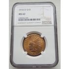 10 $ США  1910 D.  NGC  MS-62