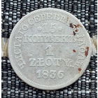 Польша 1 злотый / 15 копеек 1936 года. Серебро.