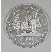 Италия 500 лир 1989 500 лет открытию Америки