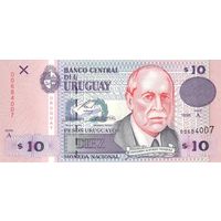 Уругвай 10 песо образца 1998 года UNC p81