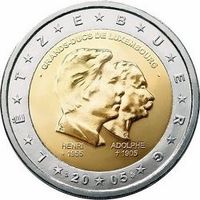 2 евро 2005 Люксембург Великий Герцог Анри и Великий Герцог Адольф UNC