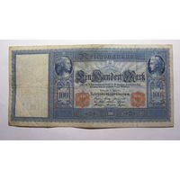 Германия Ro43a .  100 марок 1910 г. (Бумага белая . Печать , номер и серия - красный цвет )