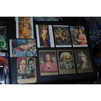 Календарики 9 штук с репродукциями картин художника А.Исачёва/А.Исачёв 1991-1992 годы.