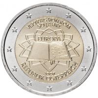 2 евро 2007 Австрия 50-летие подписания Римского договора UNC из ролла