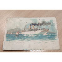Открытка. пароход Барбаросса в Неаполе.1916г.