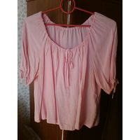 Розовая блузка,48-50 р,натуральный шелк.