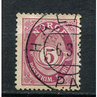 Норвегия - 1920-1929 - Цифры 5 O - [Mi.96b] - 1 марка. Гашеная.  (Лот 52EC)-T5P5