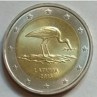 Латвия 2 евро 2015 г. Аист