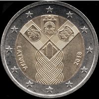 Латвия 2 евро 2018 г. "100 лет государствам Балтики" КМ 195 (16-8)
