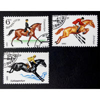 СССР 1982 г. Конный спорт. Породы лошадей, полная серия из 3 марок #0074-С1P12