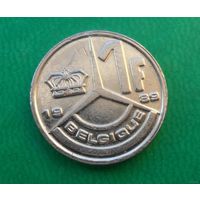1 франк Бельгия 1989 г.в. Надпись на французском - 'BELGIQUE'.