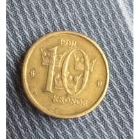 Швеция 10 крон 1991