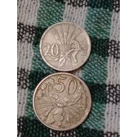 Чехословакия лот 50 геллеров 1922,20 геллеров 1921