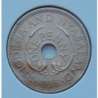 Родезия и Ньясаленд 1 пенни 1958 г. В холдере