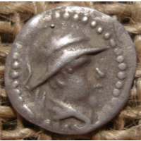 Греция короли Бактрии серебряная Hemidrachm 200-185 до н. э. 0,6гр.11,5мм
