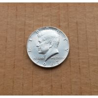 США, полдоллара 1967 г., без знака монетного двора, серебро