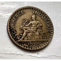 Франция 1 франк, 1920 Алюлиниевая бронза (R) 2-2-8