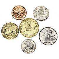 НОВАЯ ЗЕЛАНДИЯ 2004-2010 год. НАБОР 6 монет (5, 10, 20, 50 центов, 1 и 2 доллара). UNC