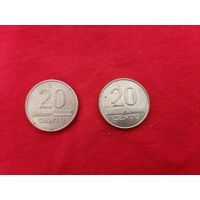 20 центов 2008, 2009 год Литва