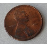 1 цент США 1991 г.в.
