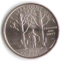 25 центов 2001 г. Вермонд серия Штаты и Территории Двор D _UNC