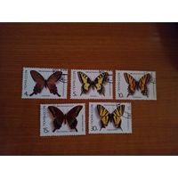 1987 СССР Загорский 5730-5734 фауна бабочки полная серия MNH** (с-2)