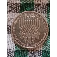Германия 5 марок серебро 1974 конституции 25 лет