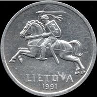Литва 1 цент 1991 г. КМ#85 (17-1)