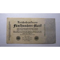Германия Ro71с . 500 марок 1922 г. ( 8 цифр в номере. Номер зелёный цвет )