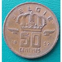 Бельгия 50 сантимов 1957 (надпись на голландском - 'BELGIE')