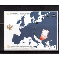 Черногория-2006, (Мих.Бл.3) , ** ,50-лет маркам ЕВРОПА(СЕРТ), Карта