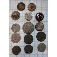 Сборный лот монет серебро марка, гроши и др.