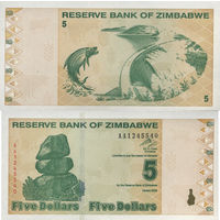 Зимбабве 5 Долларов 2009 UNС П1-395