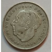Германия 2 марки 1974 г. G. Теодор Хойс. 20 лет Федеративной Республике (1949-1969)