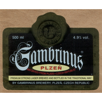 Этикетка пива Gambrinus Чехия Ф563