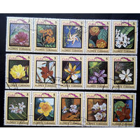 Куба 1983 г. Флора Кубы (Flores Cubanas) сцепка, полная серия из 15 марок #0070-Ф1