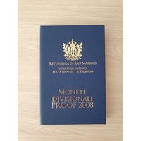 Сан-Марино 2008 год PROOF. 1, 2, 5, 10, 20, 50 евроцентов, 1, 2 евро. Официальный набор монет
