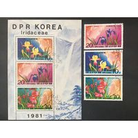 Цветы. КНДР,1981, лист+серия 3 марки