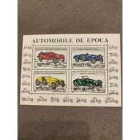 Румыния 1996. Классические автомобили. Малый лист