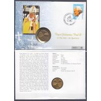 2005 Польша 4175 FDC+ Монета 2zl UNC День памяти со дня смерти Папы Иоанна Павла II.