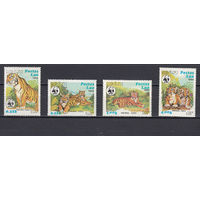 Фауна. Тигры. Лаос. 1984. 4 марки. Michel N 706-709 (18,0 е)