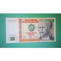 Банкнота 50 инти Перу 1987 г.
