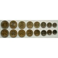 Туркмения. Набор из 8 монет 1, 2, 5, 10, 20, 50 тенге - 1 и 2 маната 2009 - 2010 год