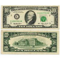 США. 10 долларов (образца 1993 года, C, Пенсильвания, P492)