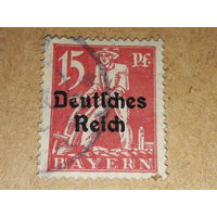 Германия Рейх 1920 Надпечатка на марке Баварии
