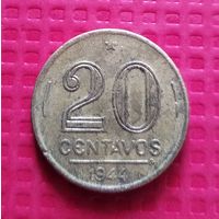 Бразилия 20 центаво 1944 г. #41329