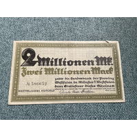 Германия Нотгельд Prussian province of Westphalia 2 000 000 марок 15.08.1923 год / 142 х 82