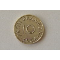 Саарланд 10 франков 1954