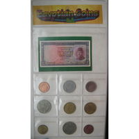 Египет набор 9 монет 1967-2008 гг. и календарик